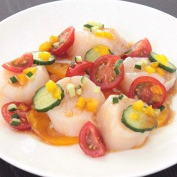 帆立刺身と野菜を